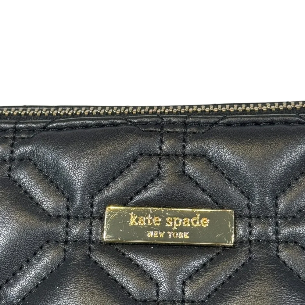 Kate‎ Spade Women's Black Quilted Leather Dome Satchel Handbag Gold Chain Detail